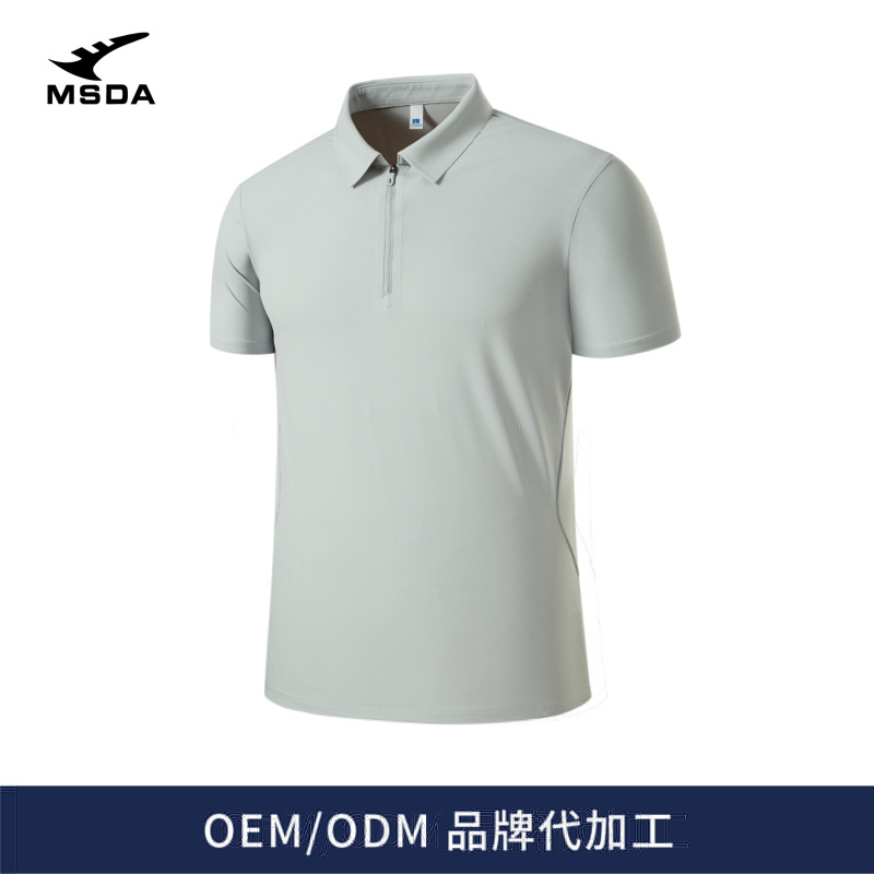 Meishidada 2026 Couple's Style Ice Silk Stretch Polo Shirt Quick-Drying Short-Sleeved Lapel T-Shirt Breathable Versatile Top