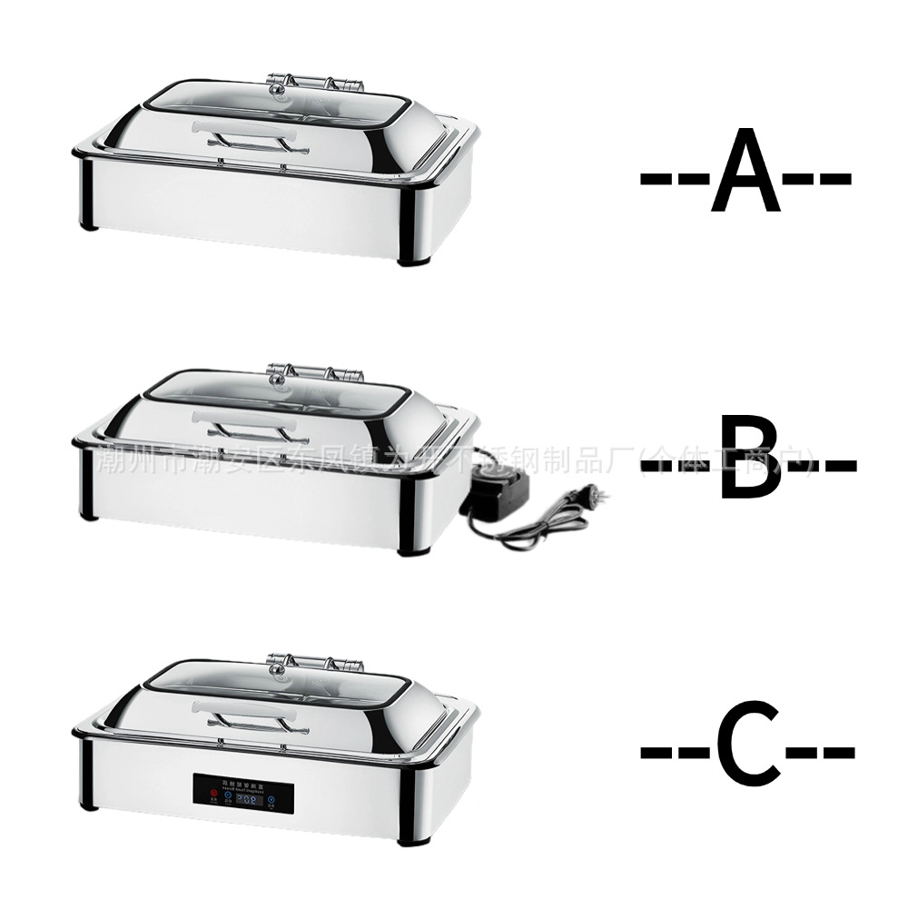 Estufa eléctrica de acero inoxidable para buffet, estufa visual para buffet, olla para calentar desayunos de hotel, vajilla, temperatura constante, control inteligente de temperatura.