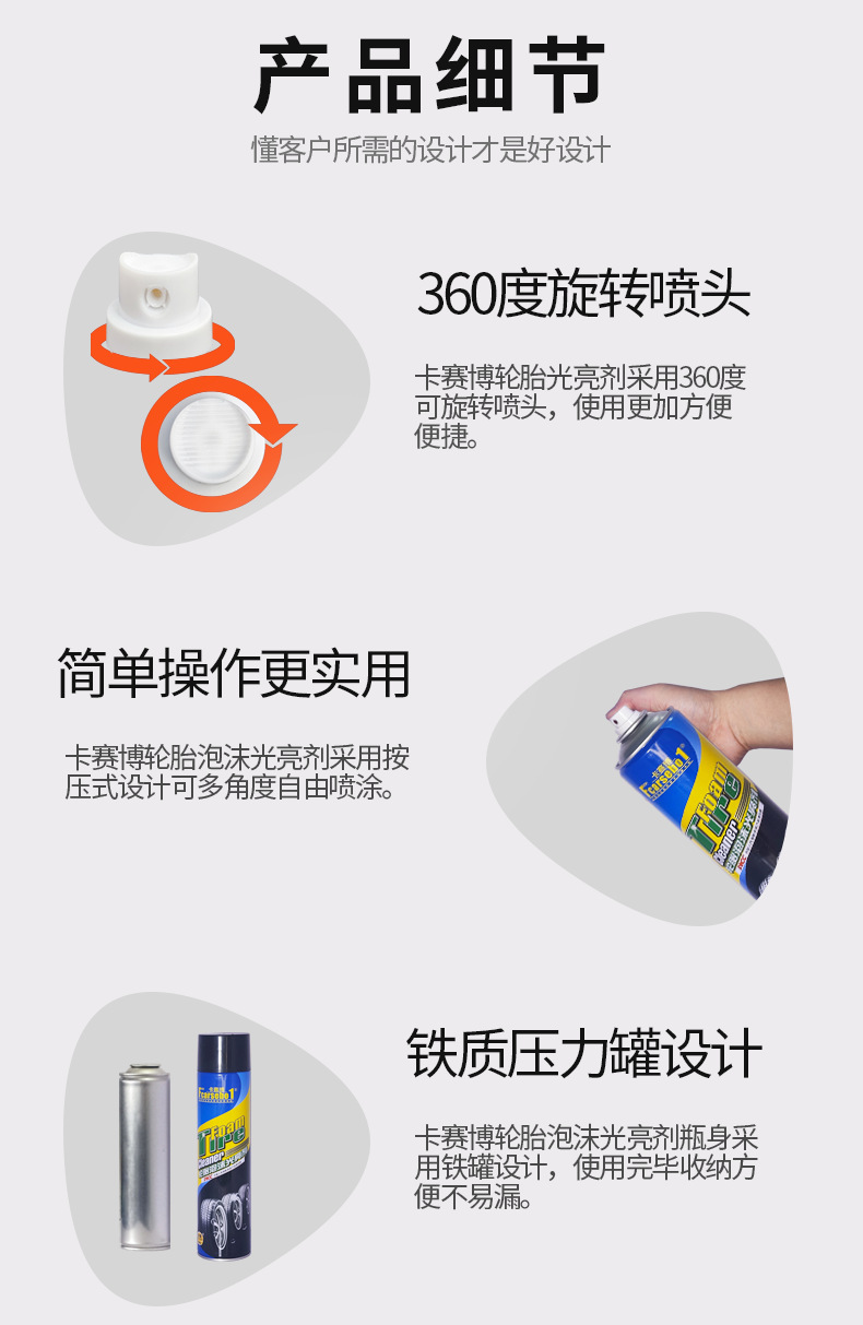 Kasibo Tire Foam Brightener Anti-Aging Protection Brightening and Blackening Maintenance Durable Cleaning Agent Long-Lasting Shine
