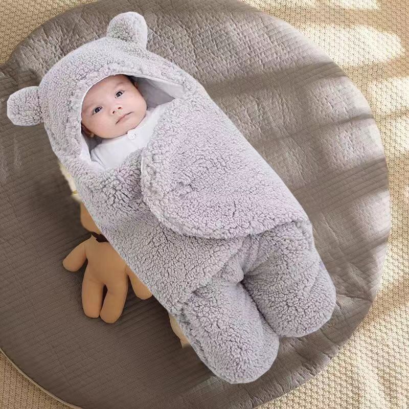 Bebé recién nacido, edredón de otoño e invierno, bolsa de bebé gruesa, edredón de lana de cordero, productos maternos e infantiles de doble uso, saco de dormir a prueba de sobresalto