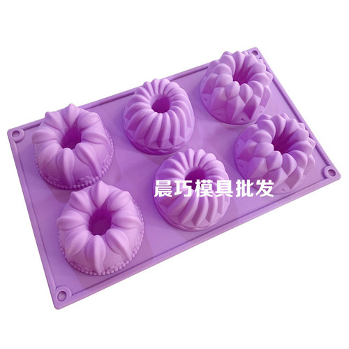 Silicone cake mold, six-hole three-flower mold, Gulu Angel Lily mold, hollow column flower-shaped baking DIY