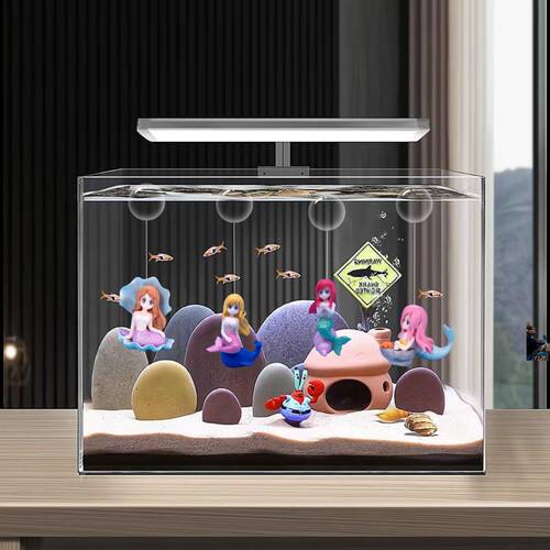 Fish tank landscaping suspended shell mermaid living room ornamental Xiaohongshu internet celebrity character interior decoration floating ornaments