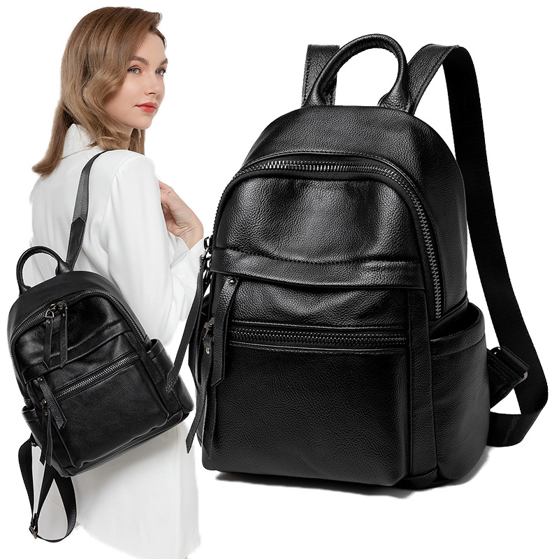 Guangzhou source factory genuine leather knapsack lady Europe and America commute Versatile Backpack 2021 Fashion handbags wholesale