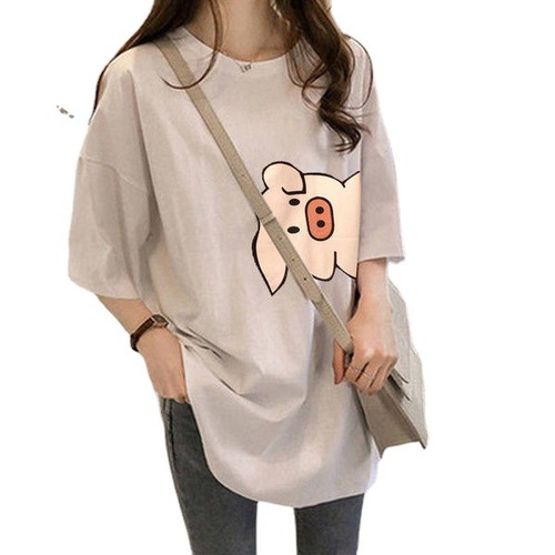 Pregnant women's summer top nursing dress postpartum clothing loose late pregnancy short stature big belly t-shirt summer short sleeve trendy