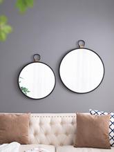 美国欧式铁艺雕花装饰挂镜化妆镜玄关镜卫浴