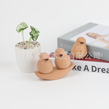 创意情侣摆件情人节礼物办公桌面装饰品木质小鸭子友谊小船节日