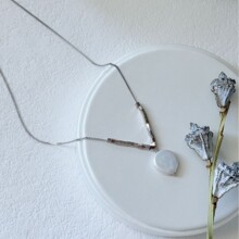 巴洛克珍珠 S925银 滑皮纽扣 项链 饰品 源头批发淡水珍珠