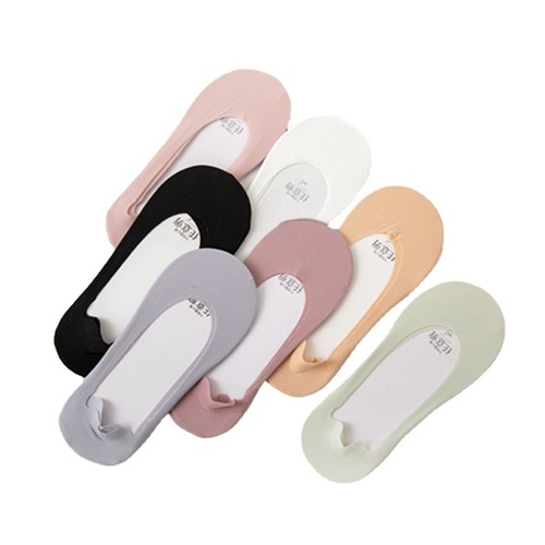 Women's Socks Ship Socks Summer Thin Solid Color Cotton Sole Any Cut Ice Silk Invisible Socks Silicone Non-Slip Non-Slip Socks