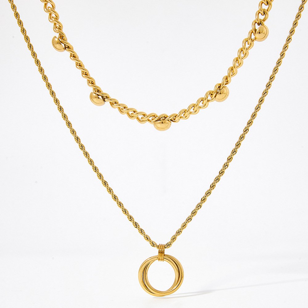 Simple Style Geometric Stainless Steel Plating Layered Necklaces Colorza_colorza_5