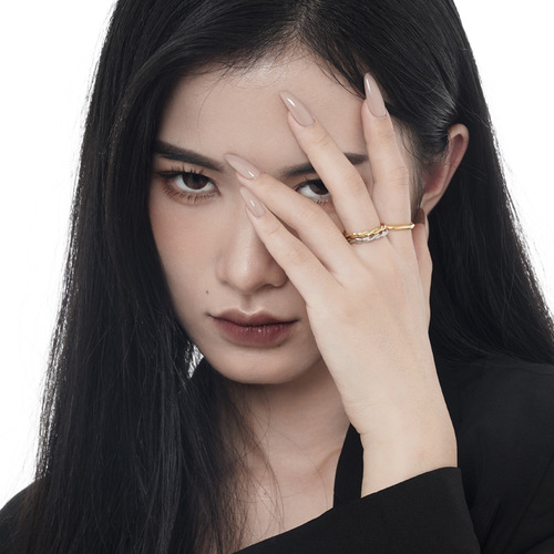 J1009 Minimalist Instagram Trendy Niche Pure Silver Irregular Line Ring for Women S925 Water Wave Ring Open