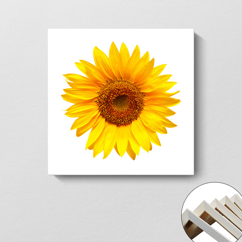 Pintura decorativa coreana girasol Sala de estar moderna y simple flores de sol colgando pintura mural del dormitorio del restaurante pintura cuadrada sin marco