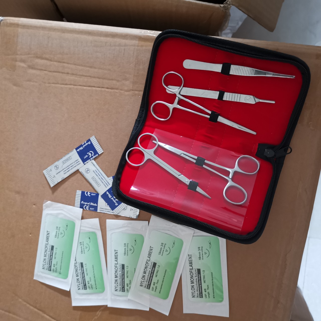 Kit de práctica de sutura oral kit de instrumentos herramienta de operación de entrenamiento de sutura quirúrgica material alicates tijeras pinzas hilo de aguja