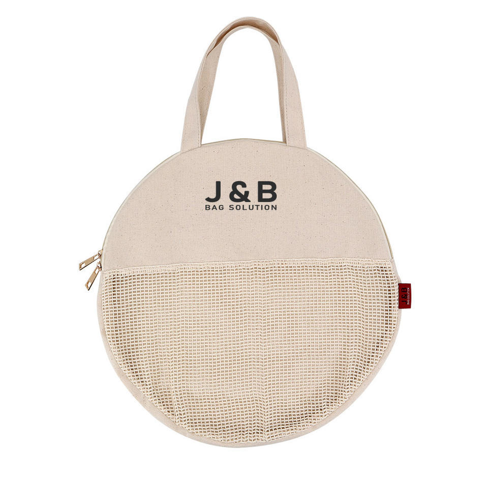 厂家直销帆布夹网防水可折叠圆形单肩斜跨手拎旅行袋束口化妆包