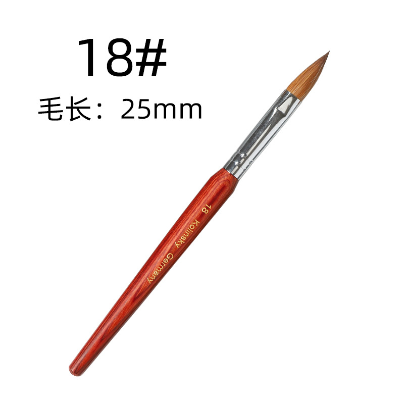 Cross-border puro pelo de visón arte de uñas cristal pluma Kolinsky cepillo de madera roja varilla siberiano tallado visón cepillo de pelo