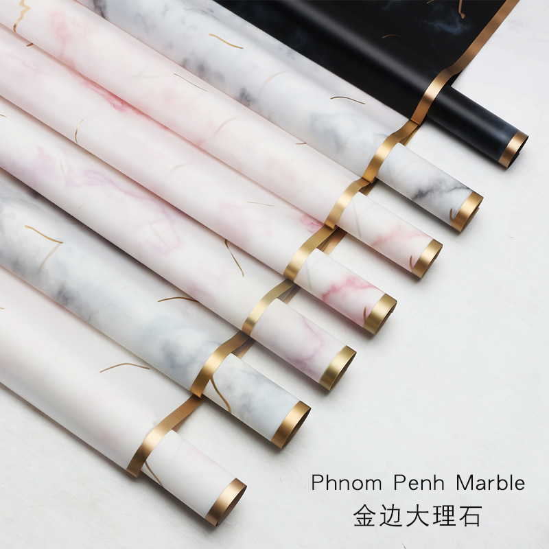 Huaxi comercio exterior transfronterizo Phnom Penh mármol papel de niebla papel impermeable Hansu flor florista papel de embalaje ramo