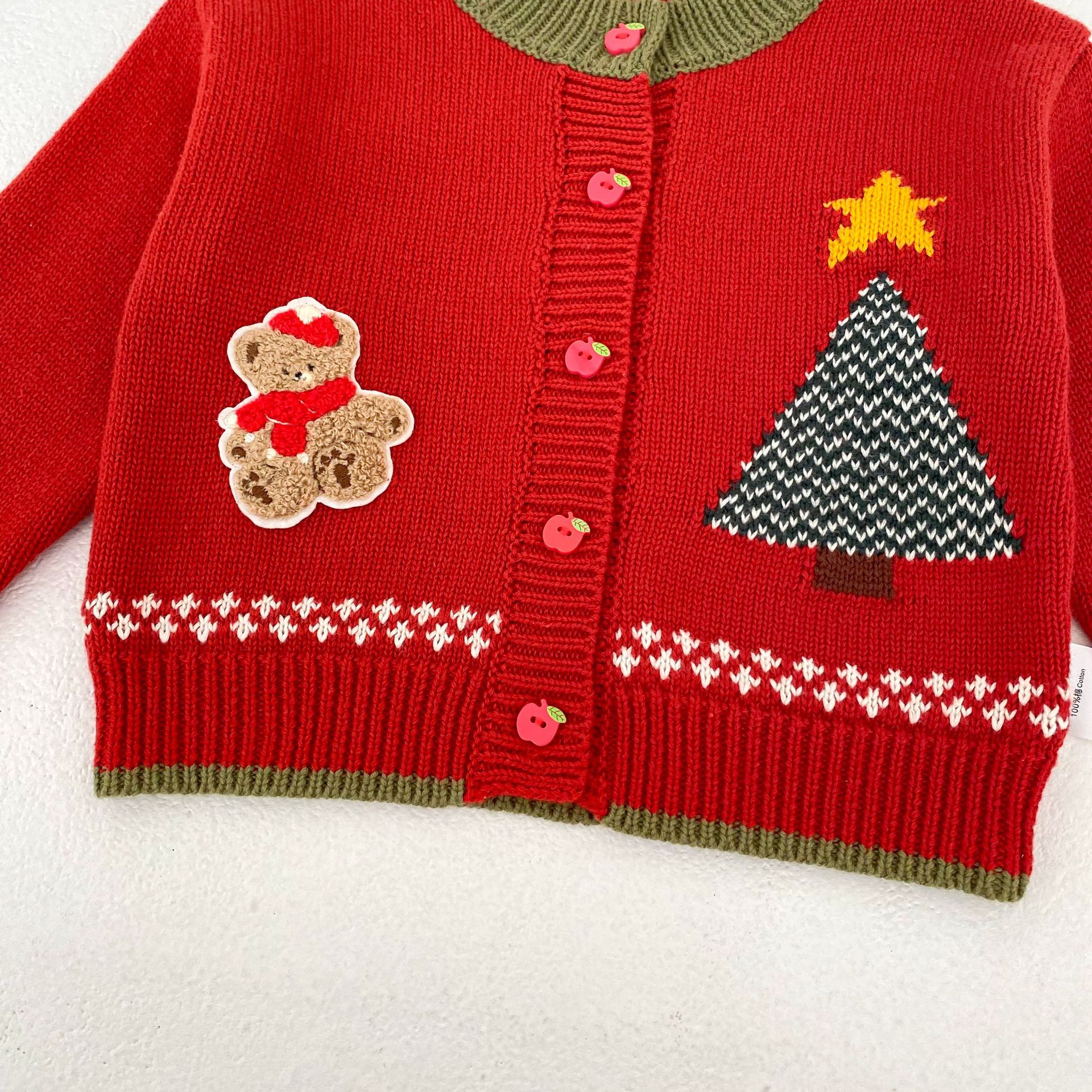 Children's Cardigan Christmas Clothes Baby Cotton Crew Neck Coat Top