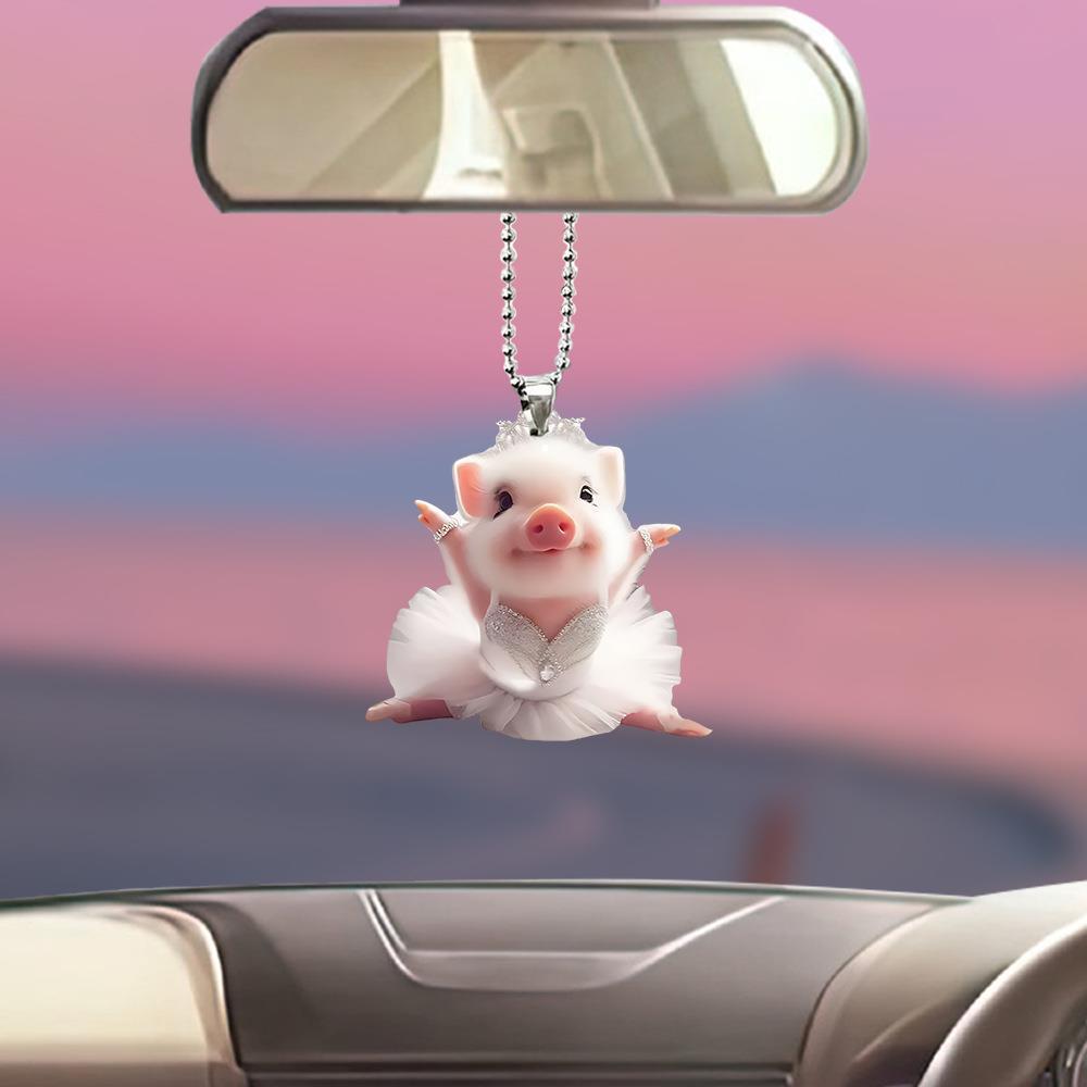 24 celebridades de Internet de comercio exterior transfronterizo estilo de ciclismo lindo cerdito interior de coche colgante de acrílico llave de coche accesorios de mochila