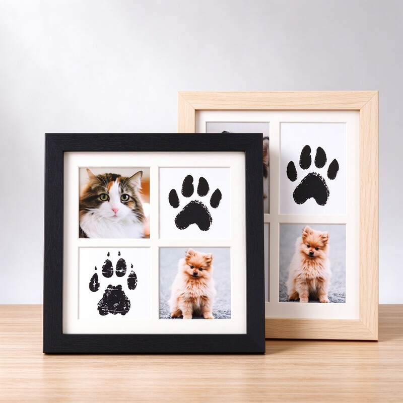 Pet Paw Print Commemorative Photo Frame Table Dog Cat Footprint Handmade DIY Gift Free Printing Platform Handprint Picture Frame