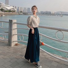 碎花衬衫半身裙套装女2024年夏季新款韩版时尚洋气休闲裙子两件套