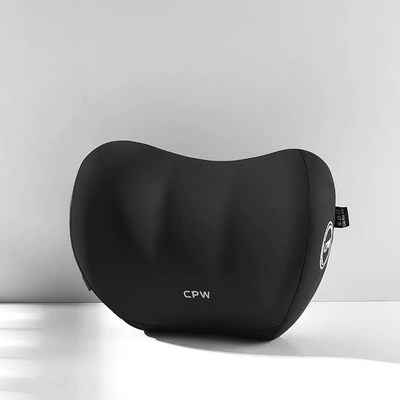 Car Adjustable Lumbar Back Waist Protection Backrest Memory Foam Waist Cushion Waist Pillow Car Office Seat Car Cushion (Waist support) - black-single-headrest