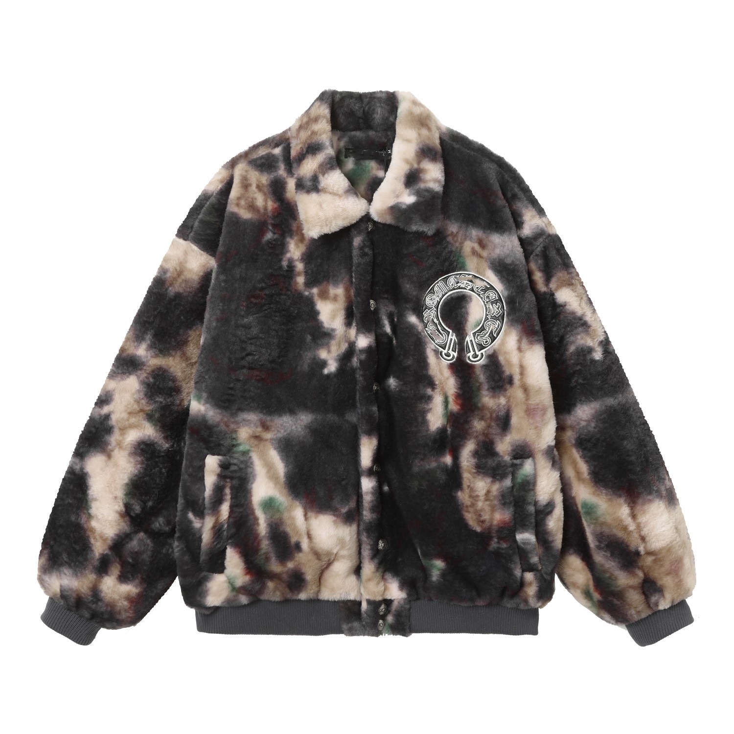 欧美高端秋冬新款CH克罗渐变兔貂螺纹棒球服夹克外套平替跨境欧货