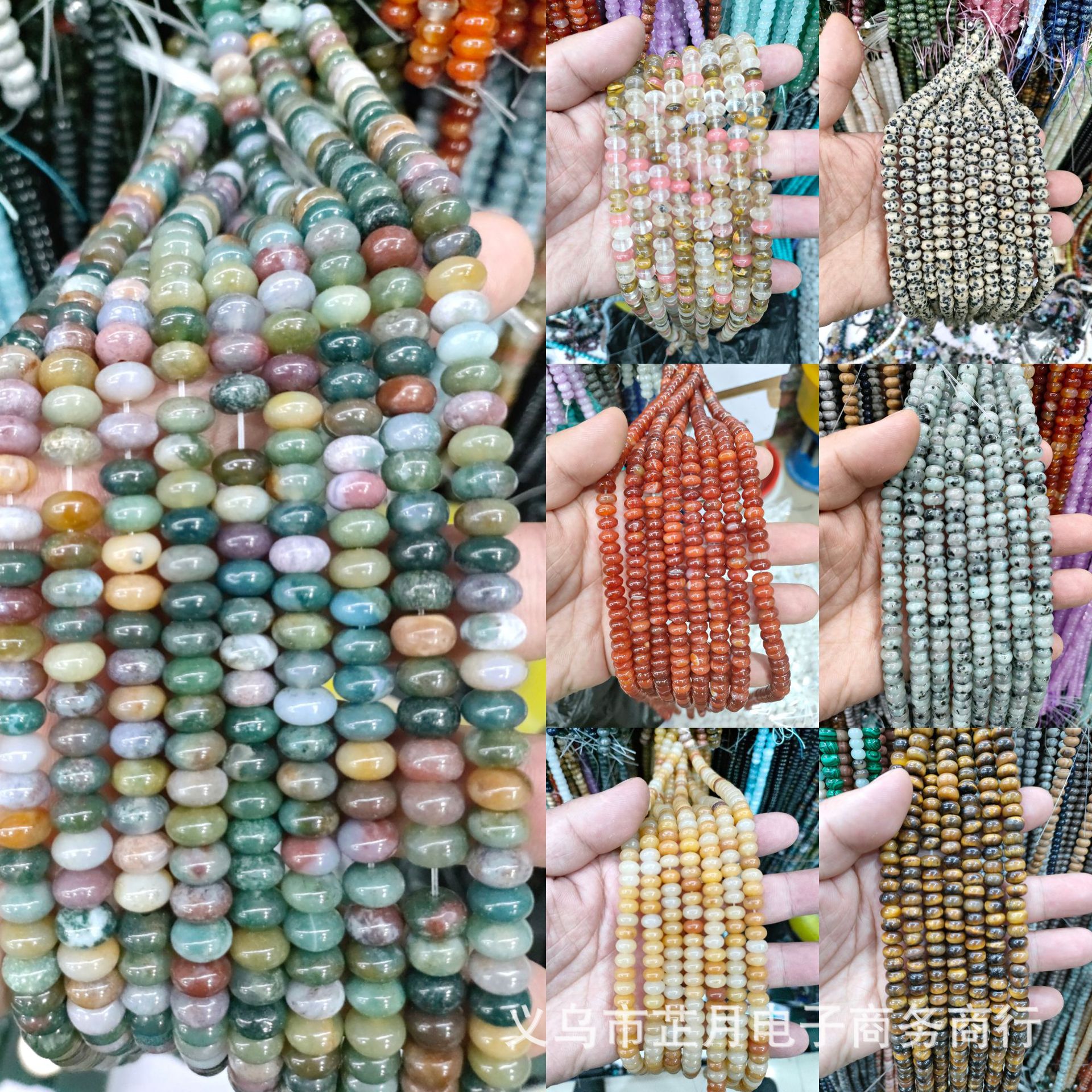 5*8 Abacus Beads Stringing Green Donglin Agate Tiger Eye Abacus Beads Separating Beads DIY Accessory Positioning Beads Semi-Finished