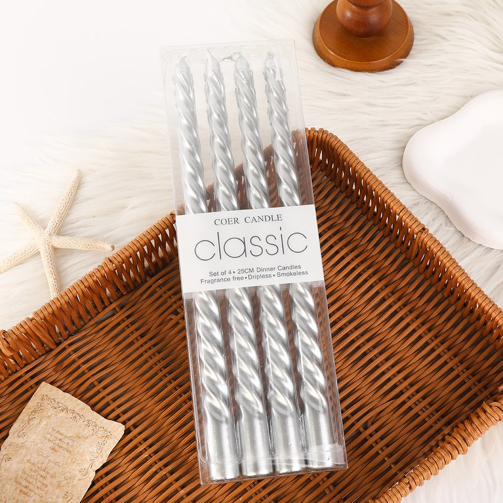 10 pulgadas europeas varillas largas roscadas de color candelabro vela al por mayor casera romántica decoración de cena vela de boda