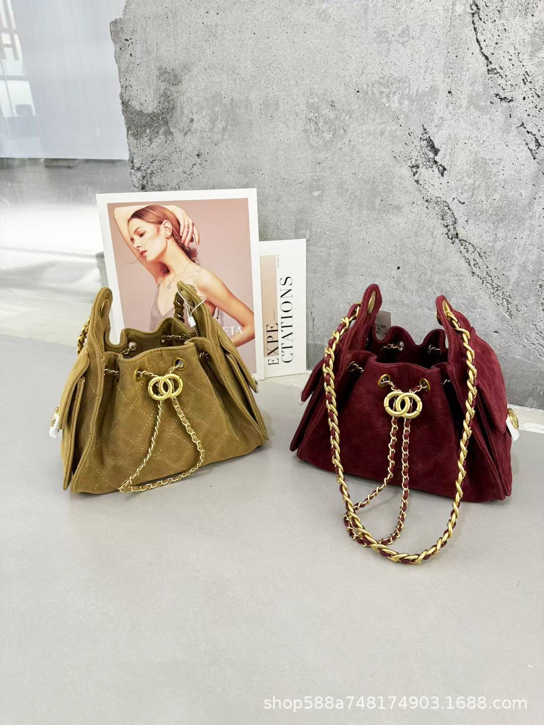 Cuero genuino esmerilado cadena de diamond bolso para mujeres pequeñas bolsas de balde de estilo medieval bolsas de hombro de seda bolsas de brazo