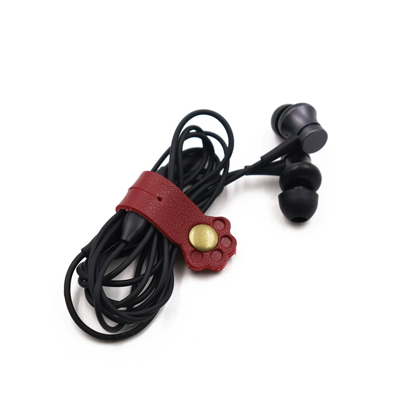 Очаровательные кошачьи когти коры головок наушники-намотчик USB-кабель хаб Разные провода хранения кожаные пряжки