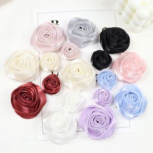 Lily Satin 3cm 5cm Rose Flower Handmade DIY Korean Style Corsage Headdress Wedding Accessories Gauze Flower Clothing Accessories