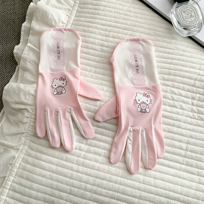 Hello Kitty, перчатки, набор шелка, защита от солнца, UV защита