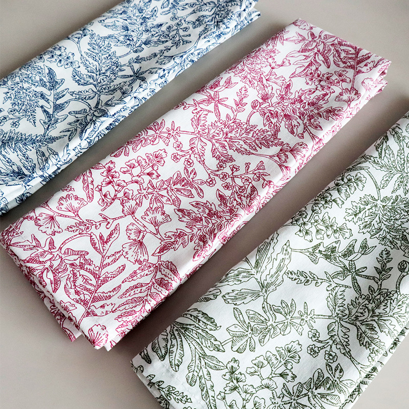 Cotton fabric printed square napkins