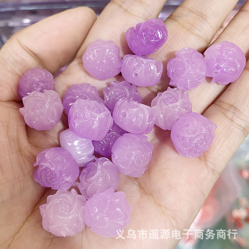 Remote source new powder embossed 12*8mm through hole hibiscus Bud antique DIY hairpin accessories