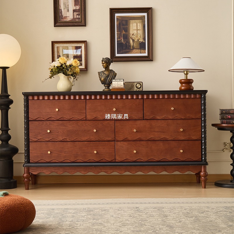 Francia medieval retro madera maciza cinco armarios armario de salón medieval armario de puerta de entrada pequeño dormitorio cabecera cama trasera armario