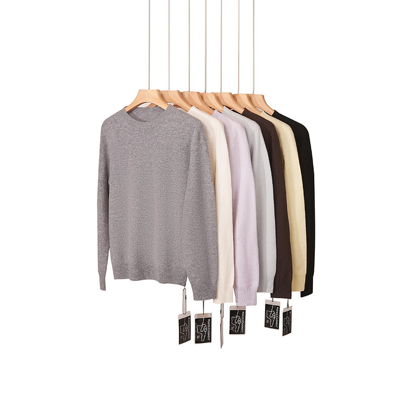 [Contains 30.1% Cashmere] Seamless One-Piece Round Neck Wool Knitwear for Women in Autumn and Winter Slimming Look Pullover Bottoming Shirt