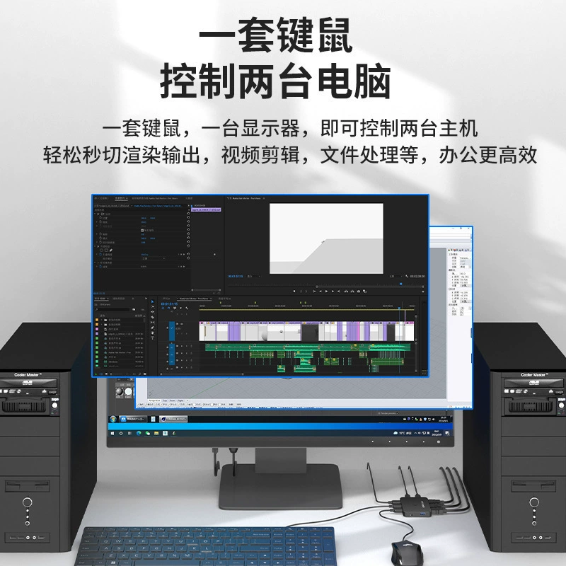 Комплект KVM-переключателя Acasis 8:1 с конвертером 4K — распределение HDMI для ТВ-приставки, проектора, принтера