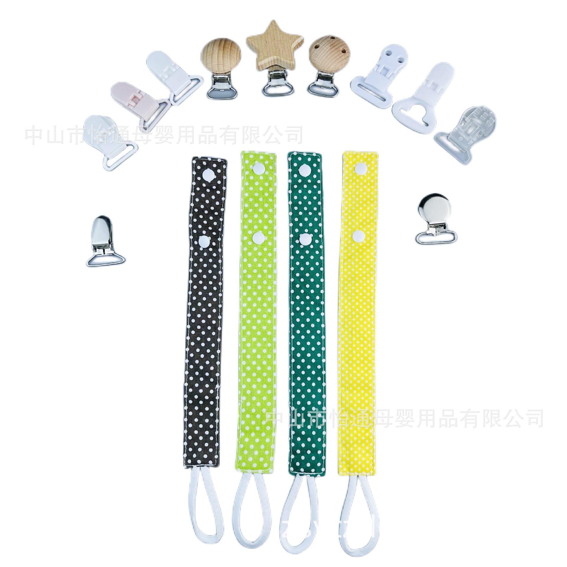 eBay new baby pacifier chain Beech round buckle anti-drop chain baby teether rope detachable pacifier clip