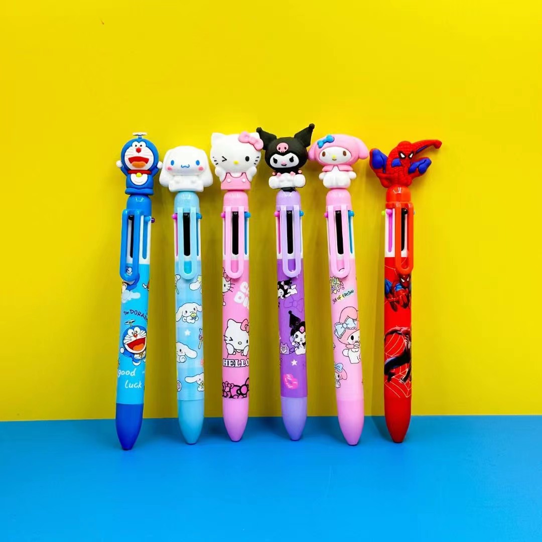 El Comercio exterior Sanrio coolomi de silicona de 6 colores bolígrafo gran oído perro melodía Spider-Man Multi-Color Diario pluma lote