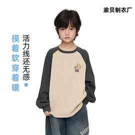 2026秋季新款设计感儿童复古留声机数码印花打底衫男童休闲长T恤
