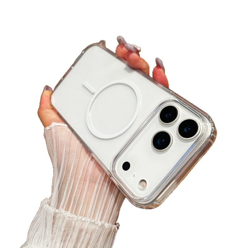 适用iPhone17PROMAX手机壳高透亚克力细圈磁吸苹果16/15简约防摔X|undefined
