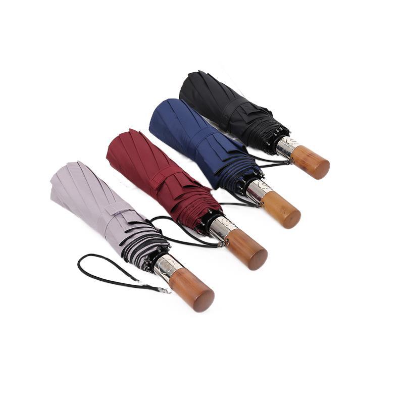 New Automatic Vinyl Top Quality Sunshade Retro Wooden Handle, Foldable 70% Off Sunscreen With Logo Printing, Advertising Umbrella_voghion.com