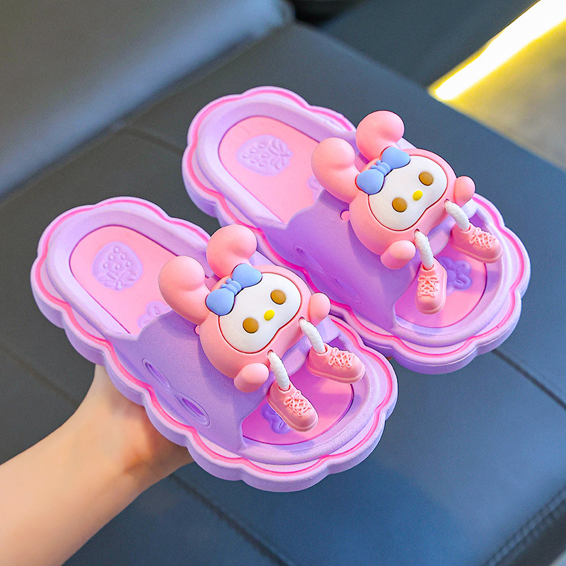 Zapatillas infantiles para mujeres de verano niñas caricaturas lindas antideslizantes interiores niñas deslizantes para padres e hijos