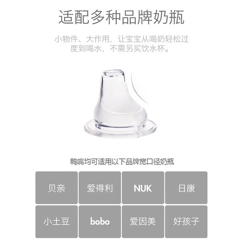 Equipped with duckbill pacifier, wide-caliber milk bottle, straw handle accessory, baby cup head replacement head, universal