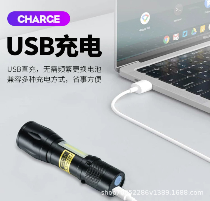 A10 Mini Purple Light Flashlight for Fluorescent Agent Detection, UV Jade Identification, Anti-Counterfeiting, White Light, Rechargeable, Money Detection