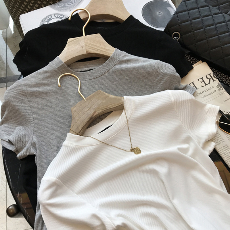 Cut B# Hand B spare item! Y factory horse cotton Ice Silk pit thread round neck short sleeve T-shirt female summer delivery