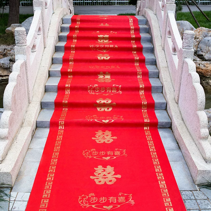 Красная дорожка для свадьбы, одноразовая свадебная декорация сцены, счастливая красная утолщённая лестничная дорожка для гостиной
