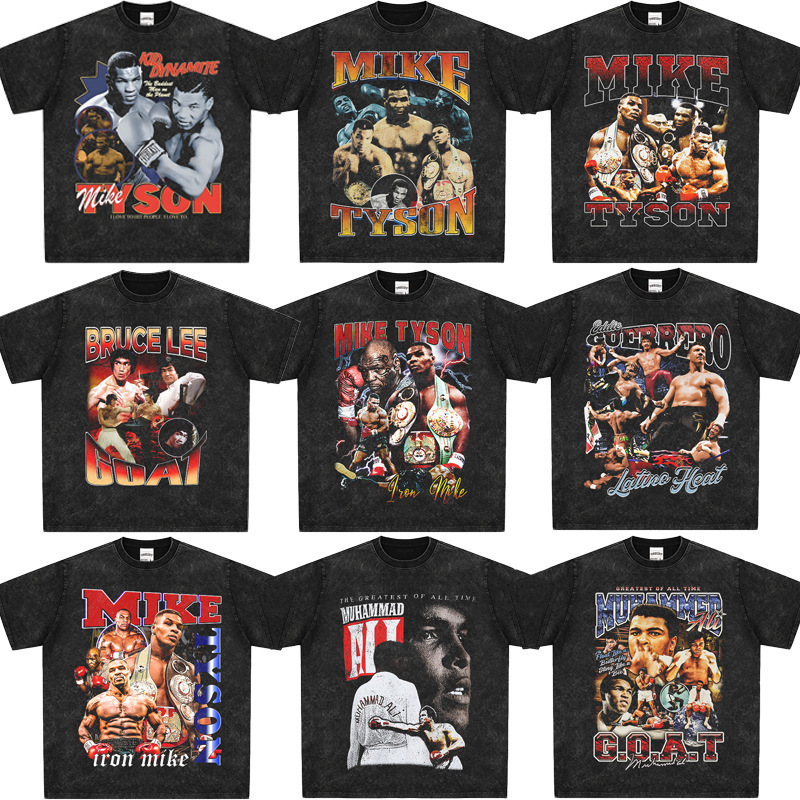 Boxing King Mike Tyson Tyson Boxing Ali Pacquiao Bruce Lee Short Sleeve American Retro Hip Hop T-Shirt Men