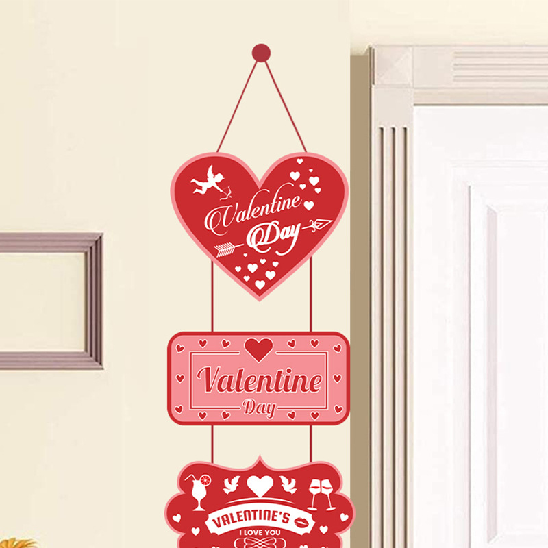 Día de San Valentín europeo y americano decoración del hogar copla cortina de puerta Bandera colgante de la puerta de la decoración del día de San Valentín transfronterizo