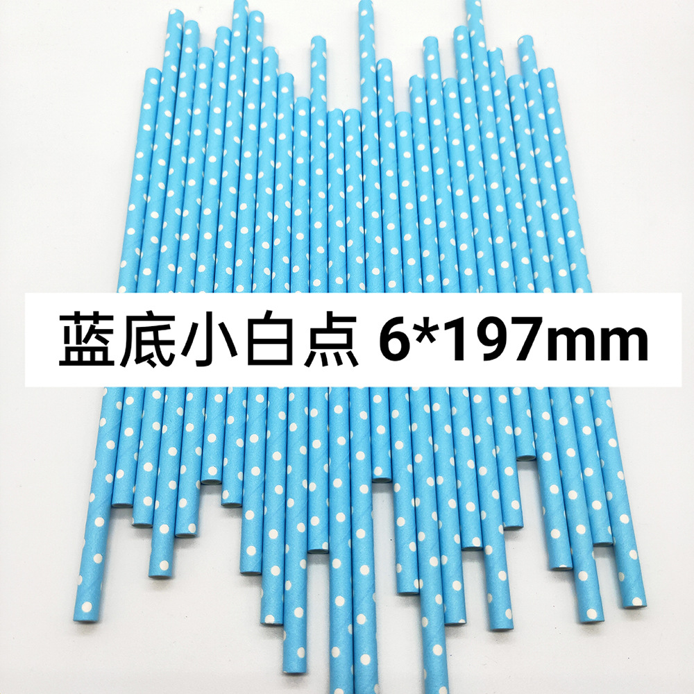 Combinación azul paja de papel desechable degradable papel Kraft bar fiesta postre pastel decoración tubo recto tubo para beber