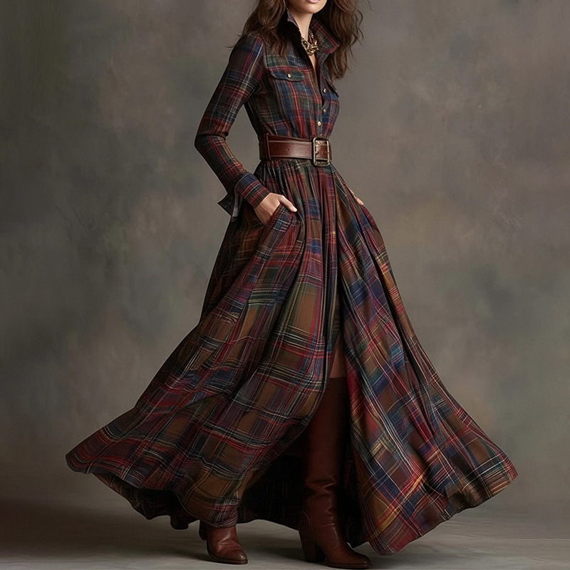Set gonna francese vintage a quadri svasato e dimagrante donna_voghion.com